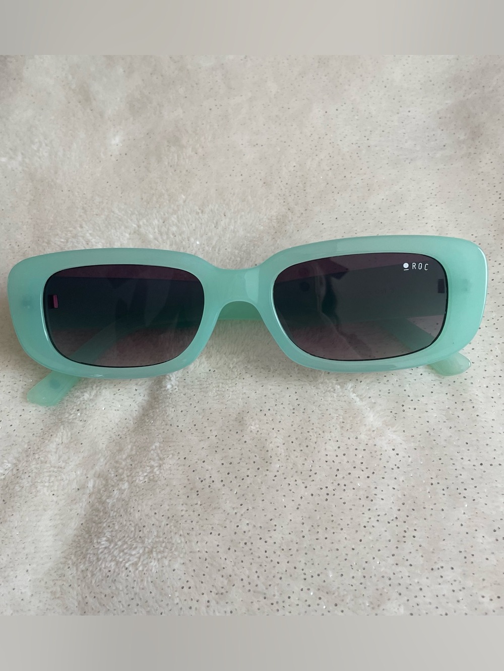 ROC Eyewear "the Creeper" Sunglasses Slim Retangle Style in Sea Foam Green